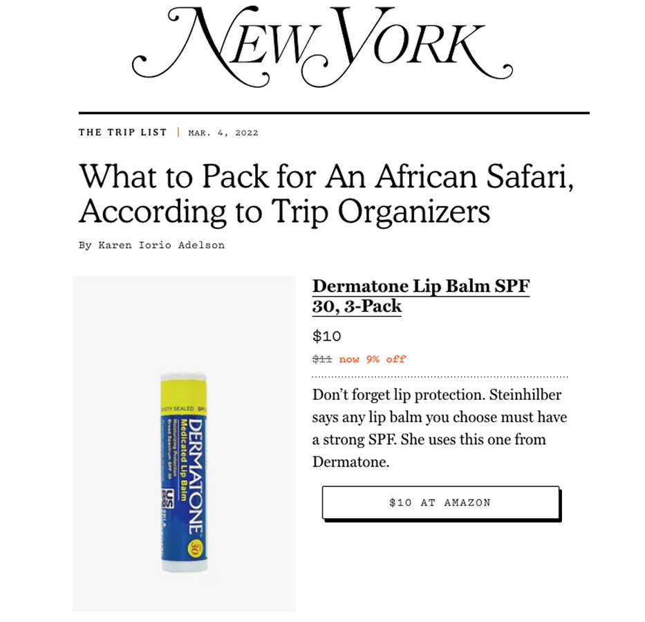 Dermatone SPF30 Lip balm in "New York"